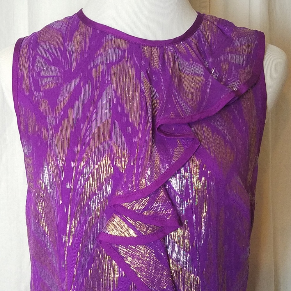 Trina Turk Purple Gold Silk sleeveless top S